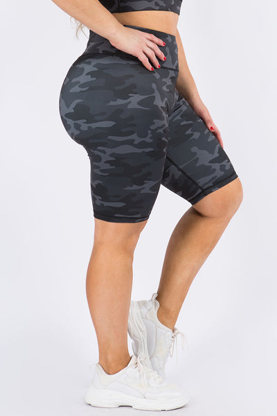 Plus Size Dark Camo Print Biker Shorts – ICONOFLASH | Sportshorts
