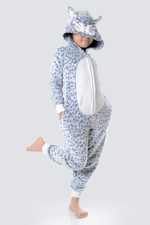 Kid's Plush Leopard Animal Onesie Pajama