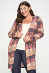 Plus Size Woven Knit Printed Open Front Cardigan