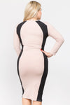 Plus Size Colorblock Midi Bodycon Dress