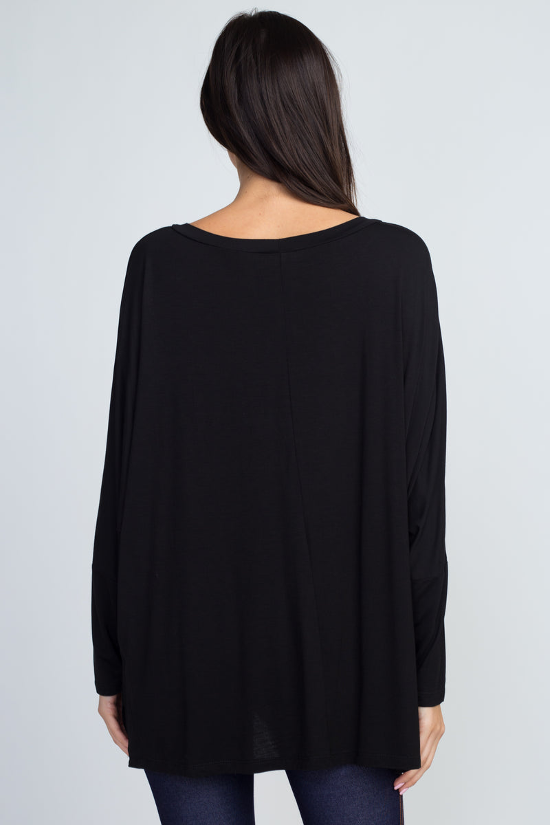 black oversized top for women