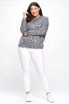Plus Size Relaxed Snow Leopard Pocket Hoodie