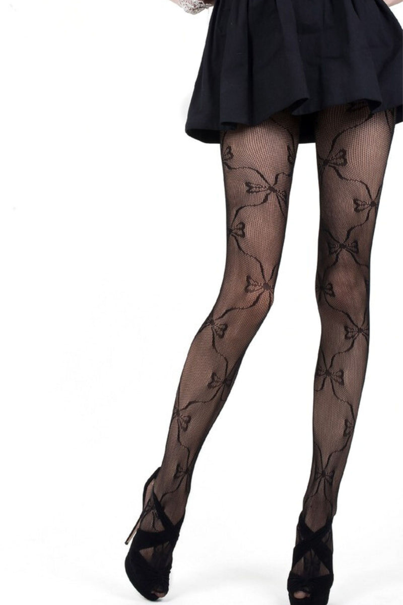Plus Size Wrapped in Ribbons and Bows Fishnet Tights