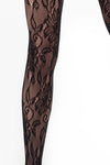 Women's Black Blossom Floral Fishnet Tights
