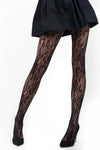 Women's Black Blossom Floral Fishnet Tights