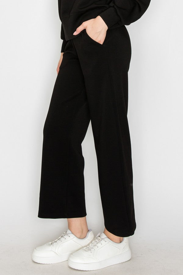 High Rise Straight Leg Pants - Black