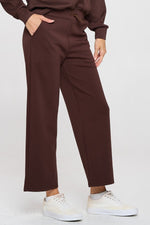 High Rise Straight Leg Pants - Brown