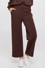 High Rise Straight Leg Pants - Brown