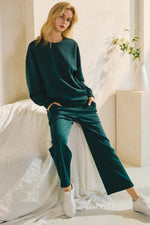 High Rise Straight Leg Pants - Dark Green