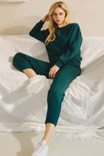 High Rise Straight Leg Pants - Dark Green