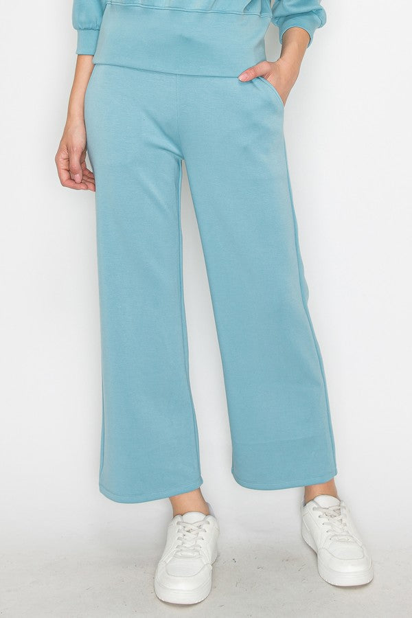 High Rise Straight Leg Pants - Light Denim