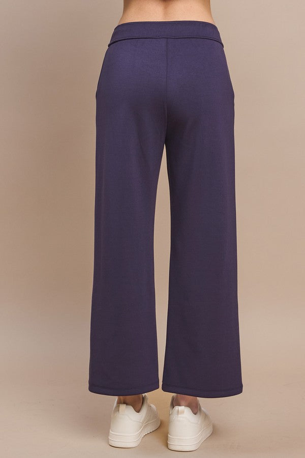 High Rise Straight Leg Pants - Navy