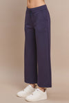 High Rise Straight Leg Pants - Navy