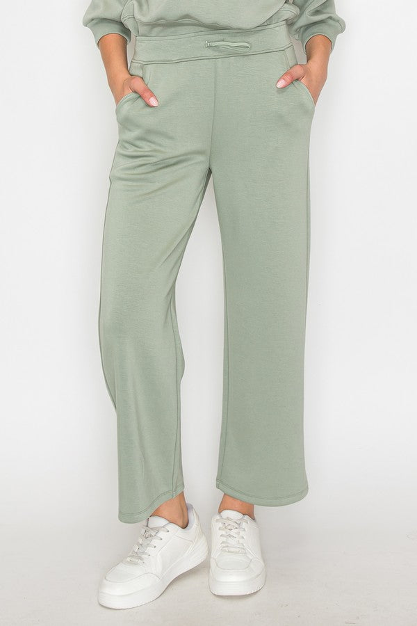 High Rise Straight Leg Pants - Sage