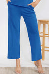 Navy Blue Cropped Modal Scuba Relaxed Fit Pants with Pockets 