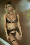 Chained Temptation 2-Piece Crotchless Lingerie Set with Attached Garter, One Size