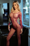 Alluring Bloom Floral Lace Deep V Long Sleeve Bodystocking, One Size