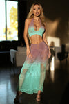 Sunset Kiss Two-Piece Lingerie Halter Top & Maxi Skirt Set