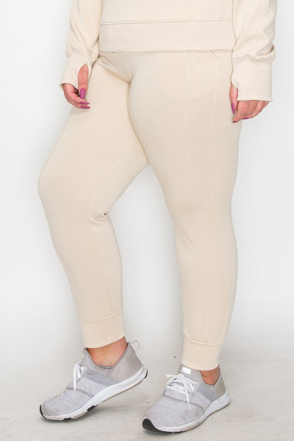 Women’s Sporty Chic Scuba Joggers - Oatmeal