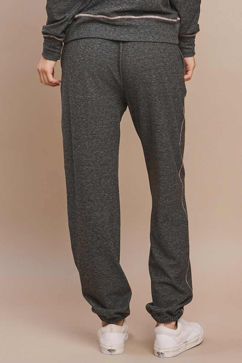 Black Ultra Soft Contrast Stitch Joggers with Drawstring and Cinched Cuffs