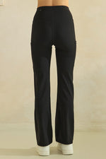 Women’s High Waist Straight Leg Active Pants with Pockets, Sizes S to L Available, Black