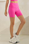 High Rise Activewear Bike Shorts, Wide Waist Band, Pink
