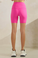 High Rise Activewear Bike Shorts, Wide Waist Band, Pink