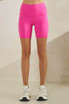 High Rise Activewear Bike Shorts, Wide Waist Band, Pink