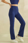 Women’s High Waist Straight Leg Active Pants with Pockets, Sizes S to L Available, Navy Blue