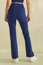 Women’s High Waist Straight Leg Active Pants with Pockets, Sizes S to L Available, Navy Blue