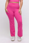 Women’s High Waist Straight Leg Active Pants with Pockets, Plus Sizes XL to 3XL Available, Pink