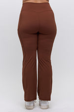 Women’s High Waist Straight Leg Active Pants with Pockets, Plus Sizes XL to 3XL Available, Brown