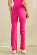 Women’s High Waist Straight Leg Active Pants with Pockets, Sizes S to L Available, Pink