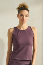 Women’s Plum Scoop Neck Wide Strap Ribbed Active Wear Exercise Tank Top