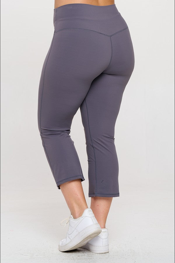 Plus Size Women's Ultra Soft High Waisted Flared Yoga Capris