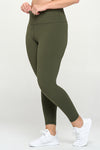 Army Green Womens Activewear Yoga Wide Band Leggings for Plus Size Tall Girls 33-inch 