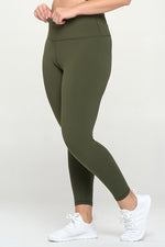 Army Green Womens Activewear Yoga Wide Band Leggings for Plus Size Tall Girls 33-inch 