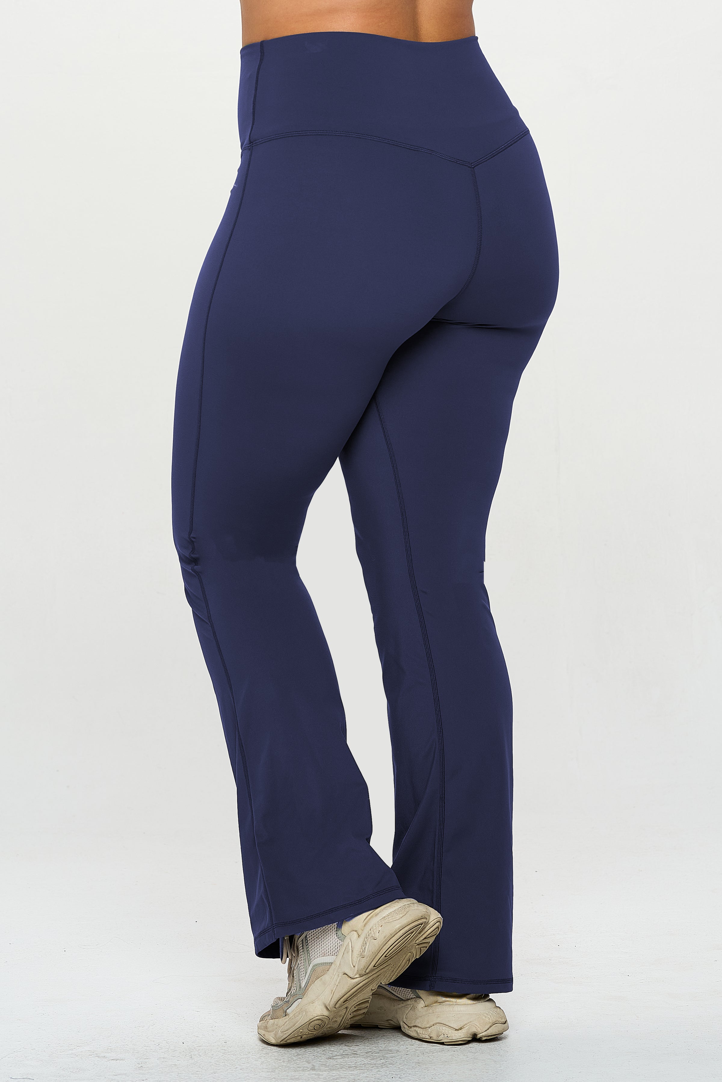 Women Elastic High Waist Flared Pants Thin Yoga Pants Plus Size Squ