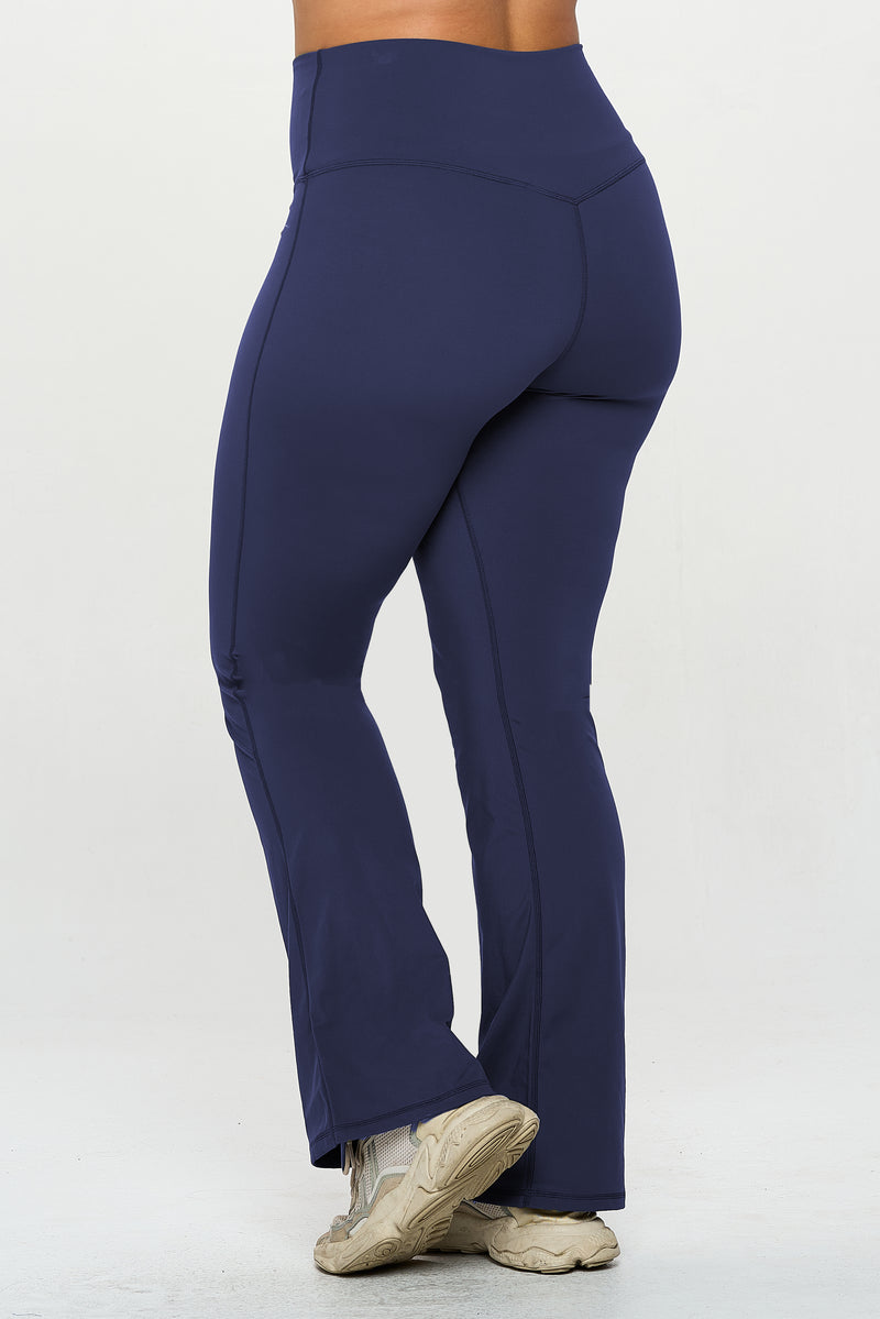 Royal Blue Heathered Splice Plus Size Yoga Pants