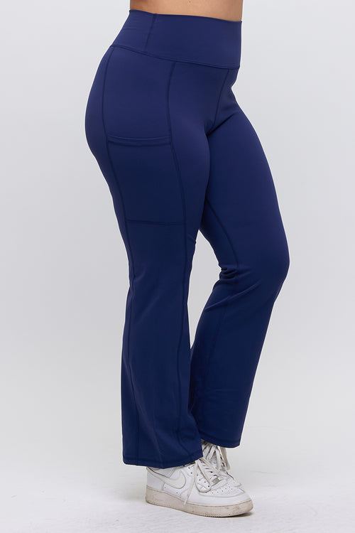 Women’s High Waist Straight Leg Active Pants with Pockets, Plus Sizes XL to 3XL Available
