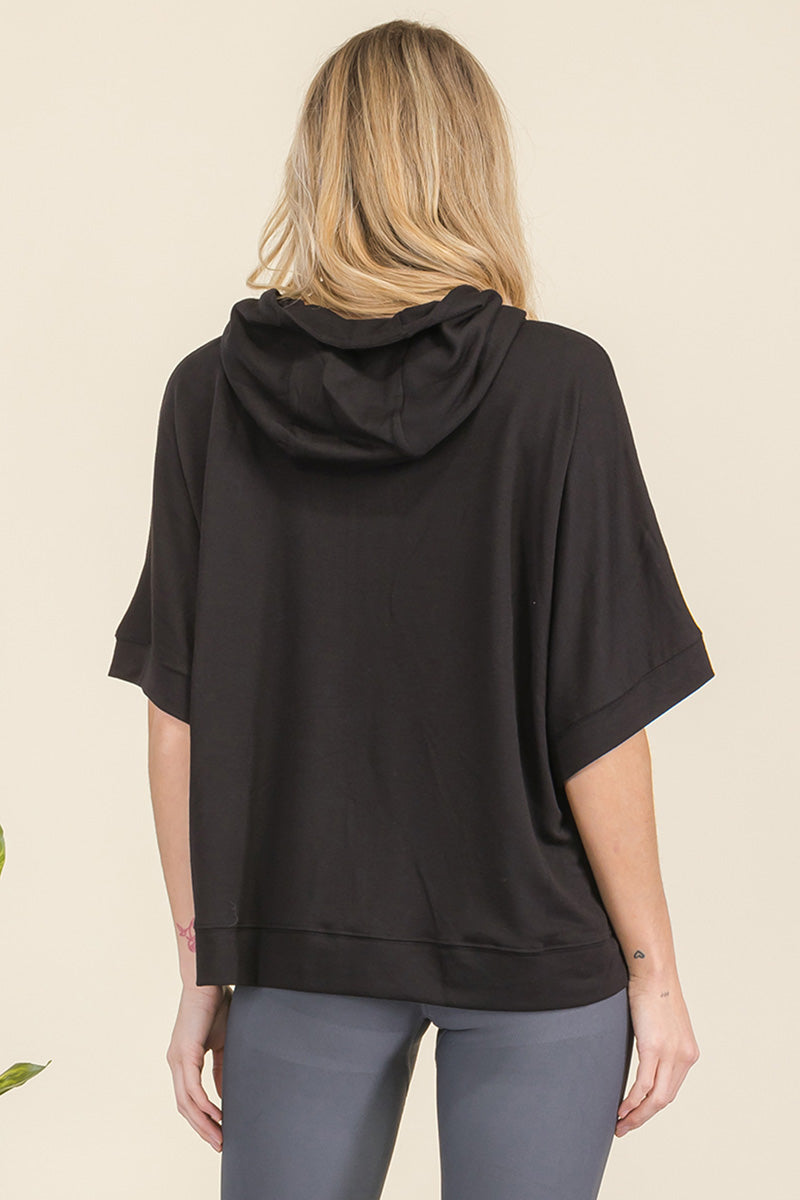 Oversized Short Sleeve Zip Up Hoodie