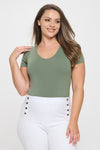 Plus Size Basic Short Sleeve Seamless Bodysuit