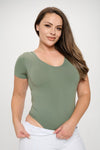 Plus Size Basic Short Sleeve Seamless Bodysuit