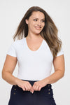 Plus Size Basic Short Sleeve Seamless Bodysuit