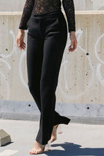 Elite Chic Stretch Ponte Pants w/ Side Slit