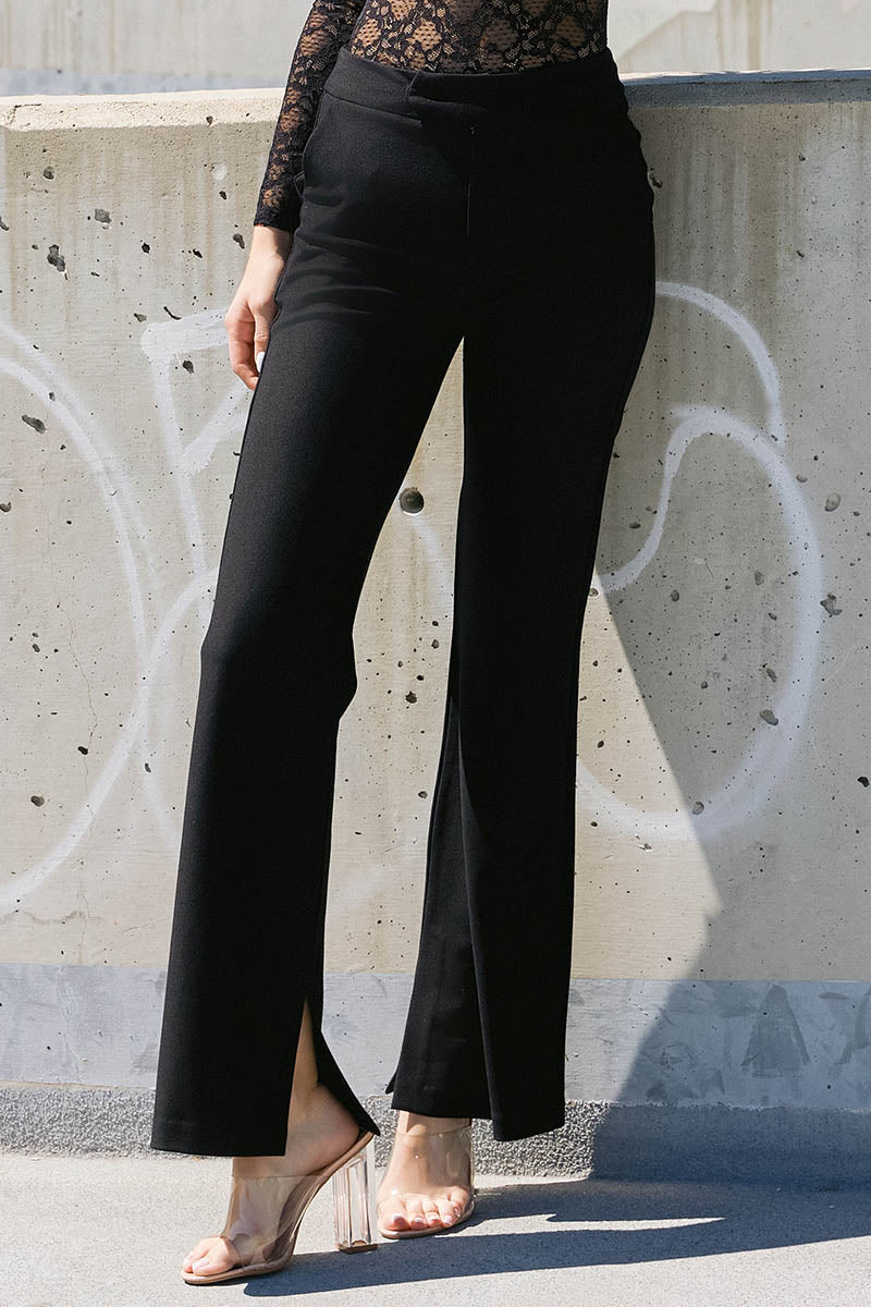 Elite Chic Stretch Ponte Pants w/ Side Slit