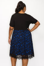 Plus Size Lace Overlay A-line Dress