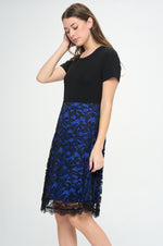 Women's Lace Overlay A-line Dress