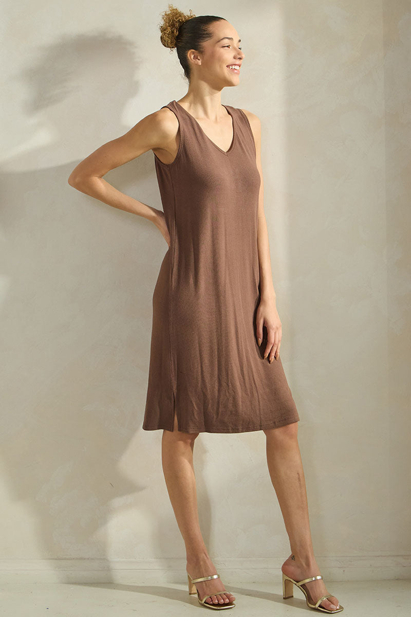 Women’s Comfort Chic Ribbed V-Neck Tank Dress