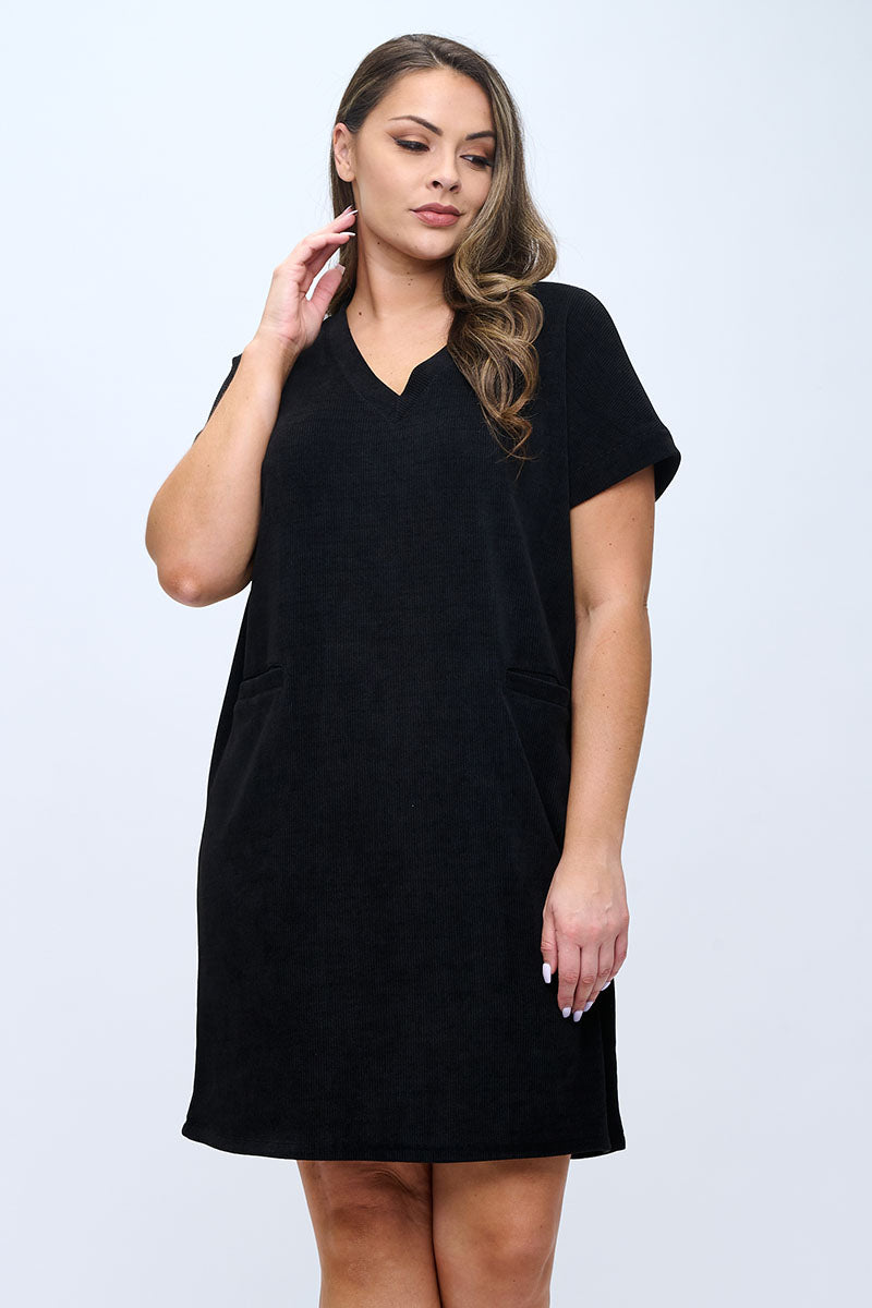 Plus Size Women’s Corduroy Shift Dress